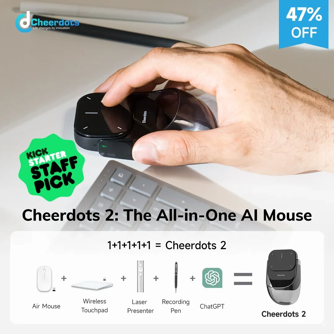 Cheerdots 2 ماوس هوائي قابل للفصل لوحة اللمس اللاسلكية الجيب اللاسلكي AI تسجيل التحكم ChatGpt مكتب الكل في واحد ماوس فعال #3