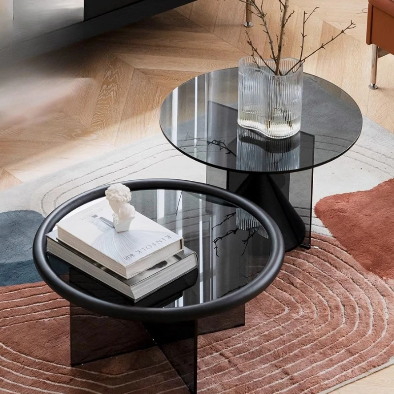

Advanced living room household small apartment round glass creative