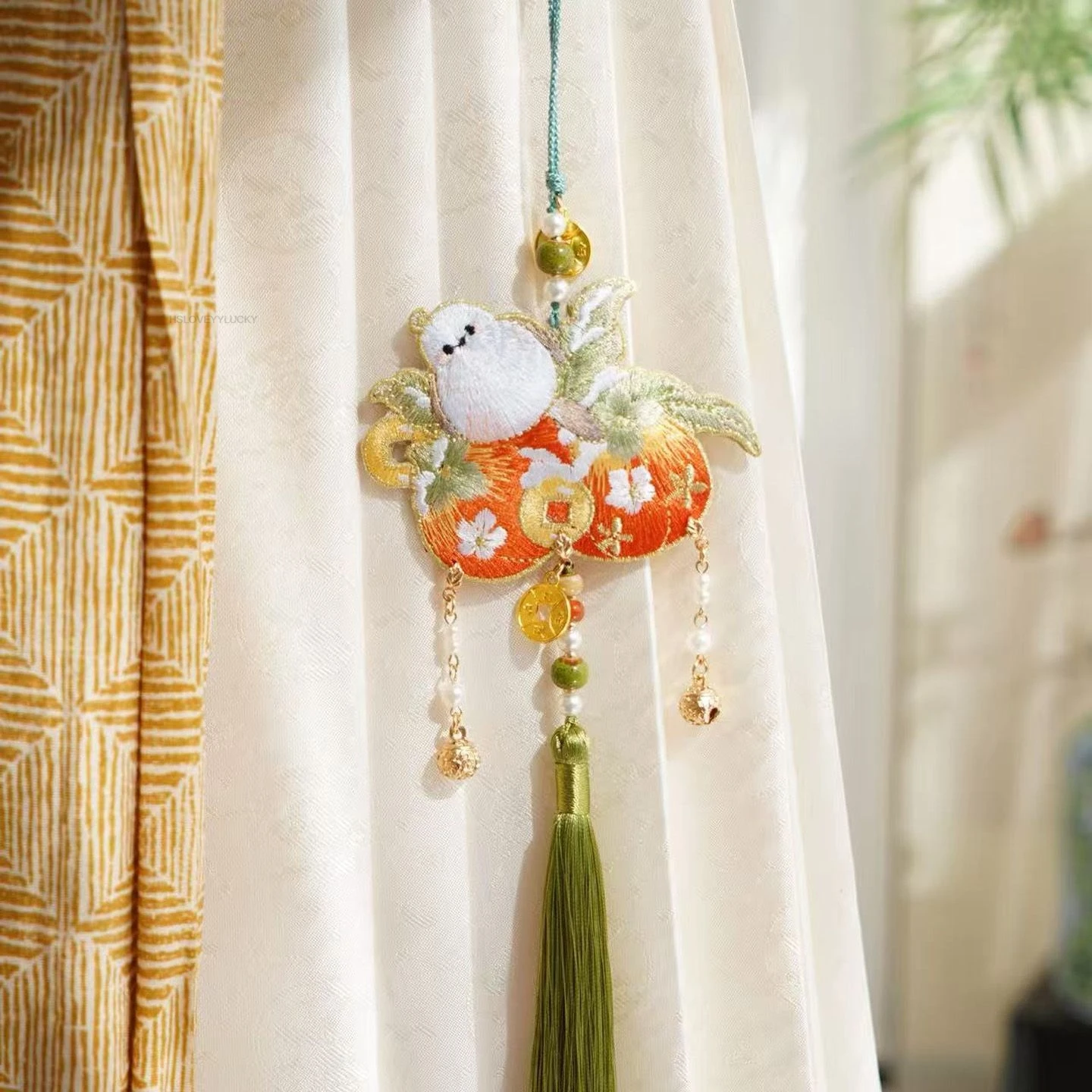 

Chinese Belt Hanging Persimmon Embroidery Sachet Hanfu Forbidden Step Ancient Style Hanging Ornament Cheongsam Accessory
