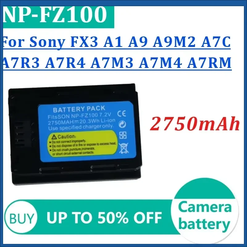 2750mAh NP-FZ10 NPFZ100 Lithium Battery for Sony FX3 A1 A9 A9M2 A7C A7R3 A7R4 A7M3 A7M4 A7RM3 A7RM4 A7SM3 Camera Batteries