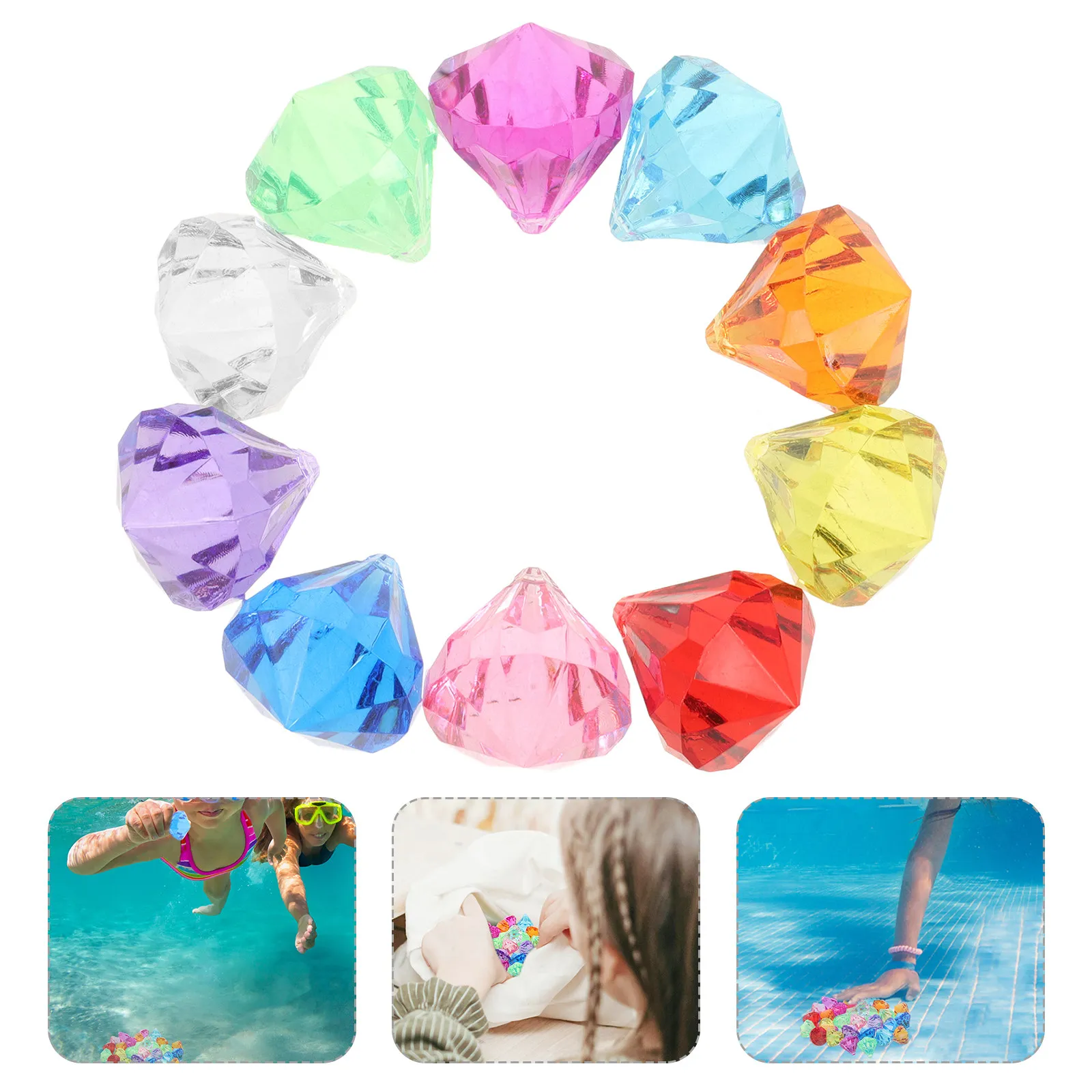 

30Pcs Pool Diving Gemstones Colorful Acrylic Decorations Suitable for Kids Beach Pool Party Favors Diving Toy Kids Bath Toys