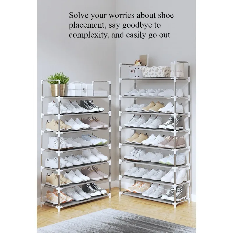 Combination shoe rack, simple household shoe cabinet with armrest, dustproof storage shoe rack, multi-layerassemblydoorshoe rack image 4