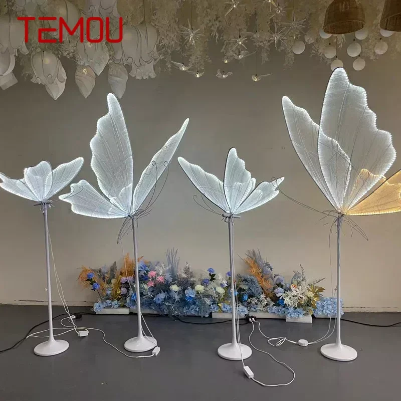 TEMOU Modern Wedding Floor Lamp Hanging Butterflies Acrylic light LED Standing Lamp for Creative Road Load Walkway Lighting