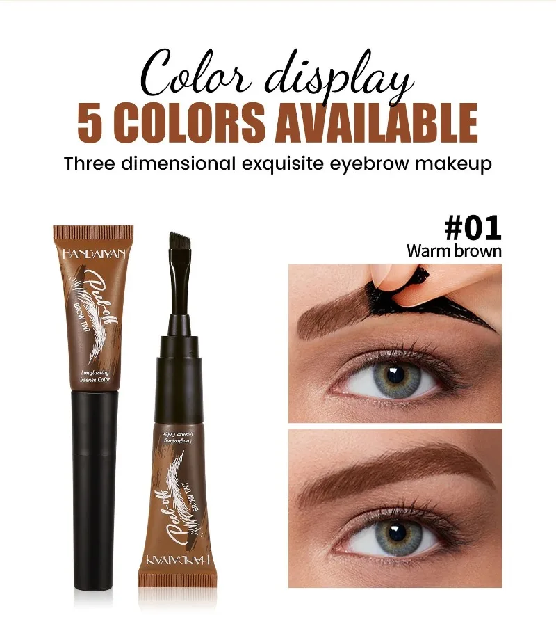 5-farbiges, abziehbares Augenbrauengel und Pinsel in einem, langanhaltende, intensive Farbe, schweißresistent, semi-permanente Augenbrauenfarbe, Augen-Make-up – Detail 10