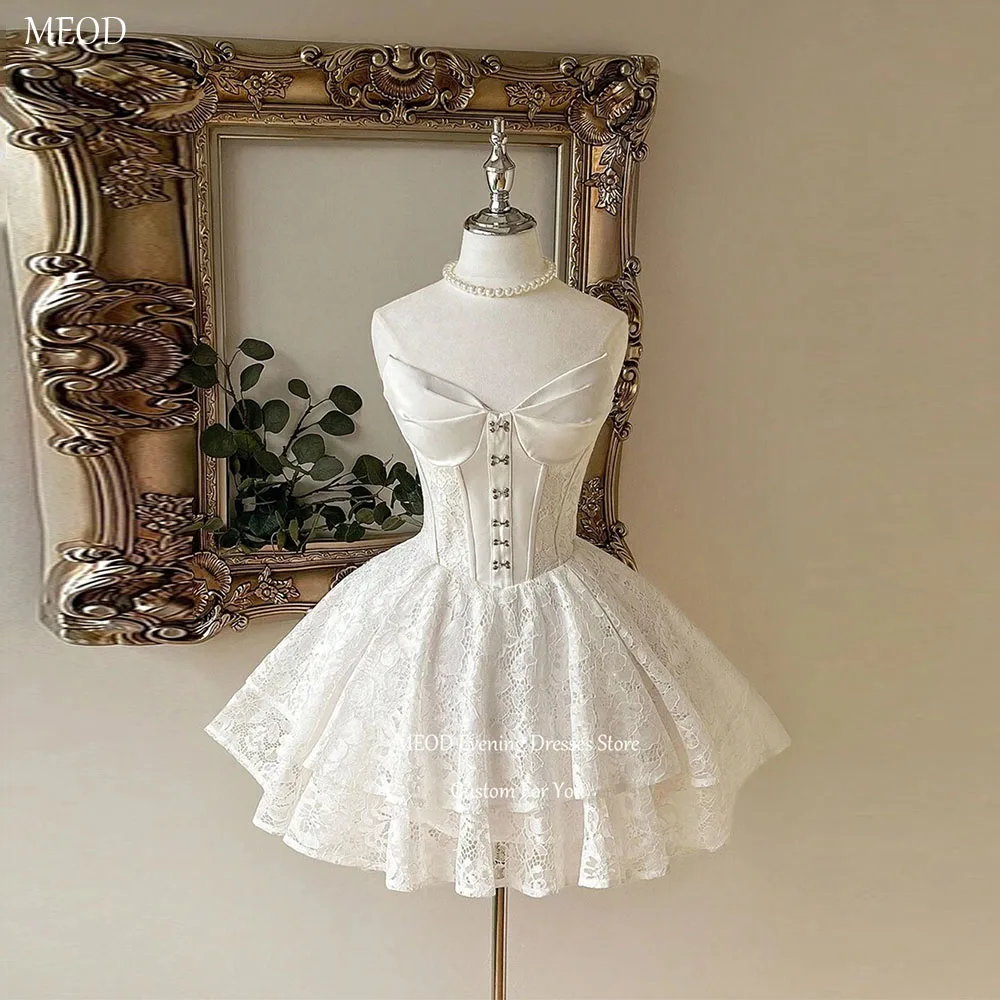 

MEOD White Sweetheart A Line Wedding Dress Sleeveless Lace Appliques Vestido De Novia Elegant Backless Bridal Gown Customized