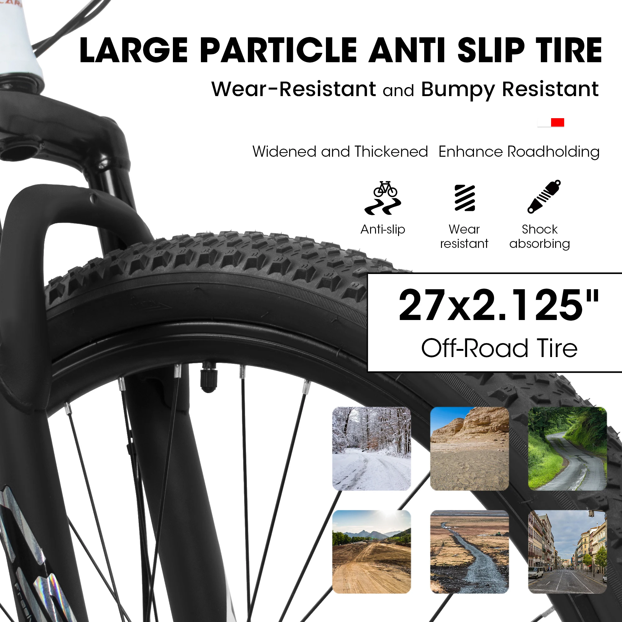 A27366 27-дюймовый горный велосипед, 21 скорость, подвесная вилка, дисковый тормоз с алюминиевой рамой, горный велосипед для мужчин и женщин.