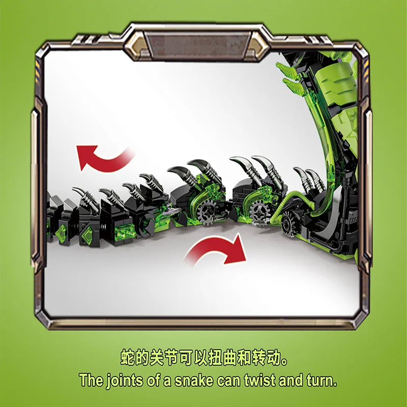 Cobra meccanico difficile da assemblare blocchi di costruzione Modello animale blocchi di costruzione giocattoli Ragazzi Regali di Natale