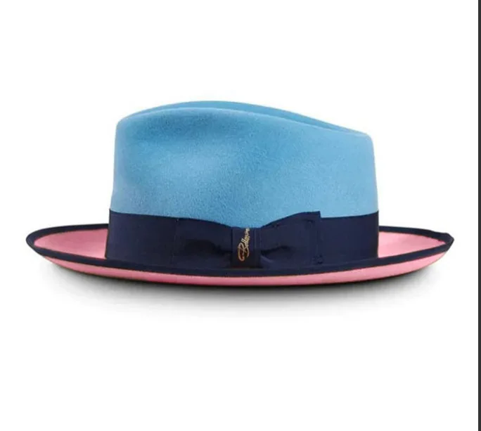 Mens Womens Felt Fedora Hat Retro British Style Two Tone Jazz Cap Classic Vintage Panama Trilby Formal Casual Unisex