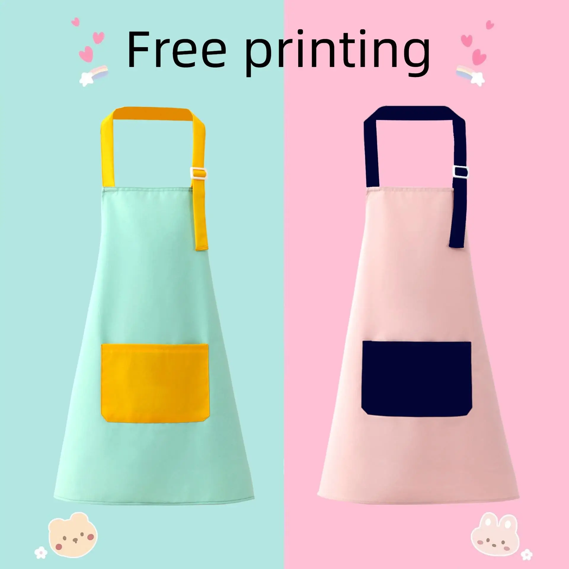 Children's Waterproof Apron Three Piece Set Chef Hat Custom Logo Kindergarten Painting Handmade Baking Cover Printing Names