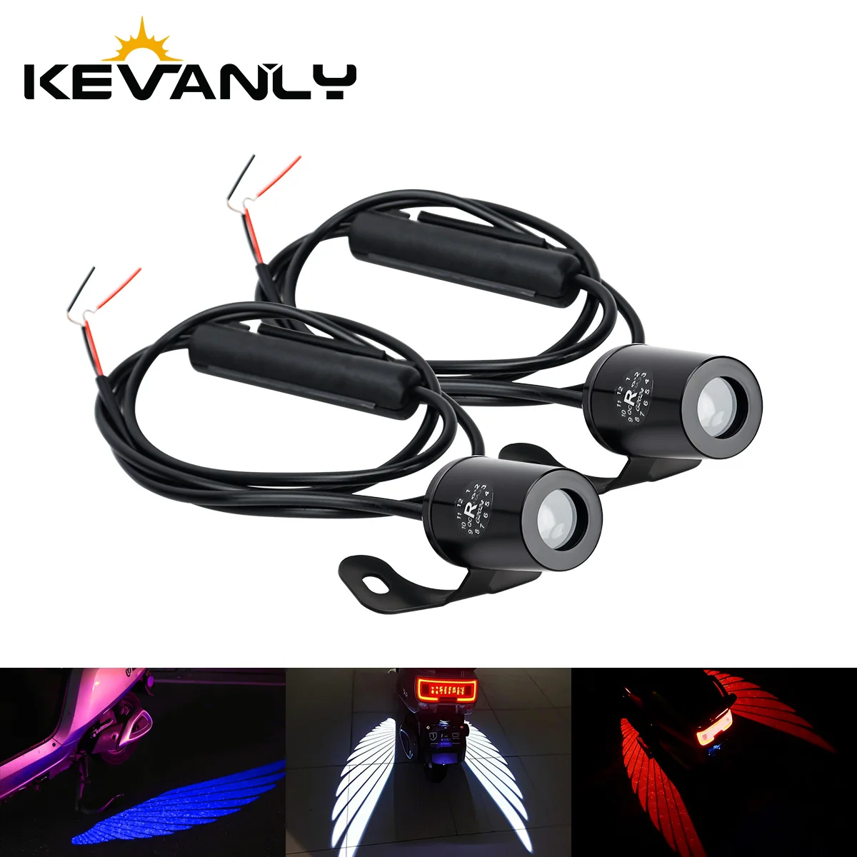 1Pair Motorcycle Angel Wings LED Projection Light Underglow Light Projector Decorative Atmosphere Light Signal Lamp