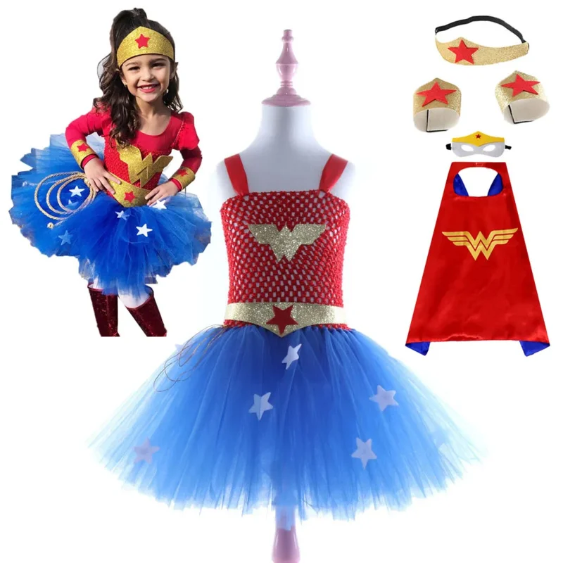 Halloween Costume SuperHero Girls TuTu Dress Dawn Of Justice Cosplay Dress For Girls Hot Halloween Party Dress Costume For 2-10Y