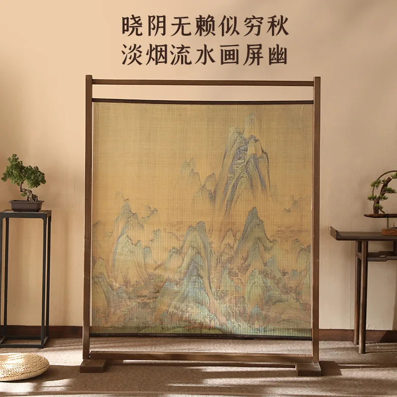 New Chinese-style solid wood seat screen home ornament blocking screen partition porch hotel office decorative bamboo barrier