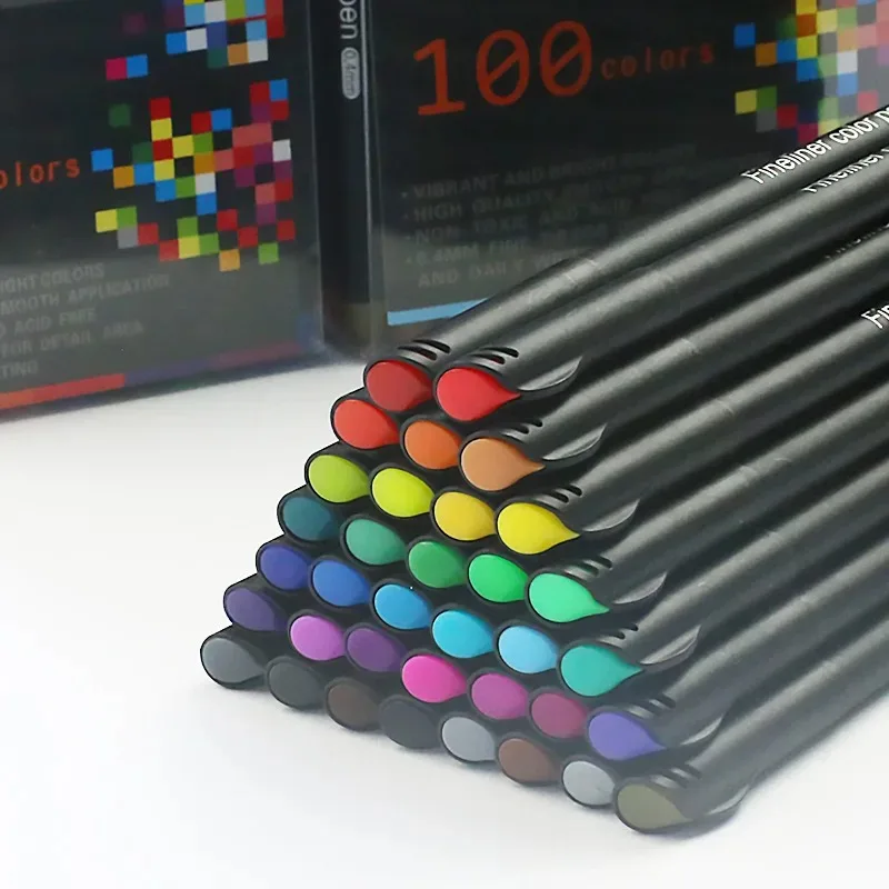 12–100 Farben feine Linien, 0,4 mm feine Spitze, Aquarell-Marker für Manga-Kunst, Skizzieren, Schule, Schreibwaren, Künstler, Bürobedarf – Detail 3
