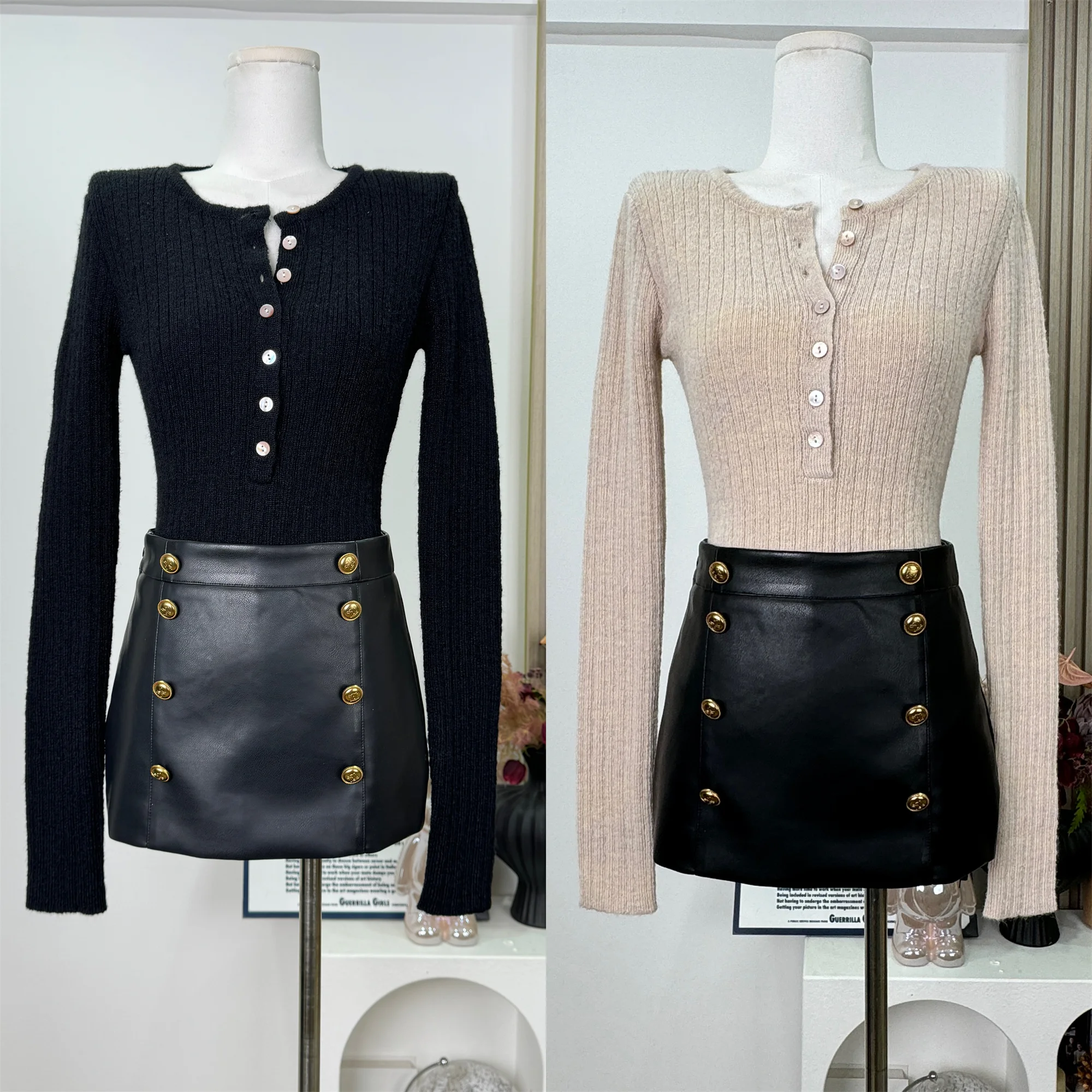 

Элегантный вязаный свитер из смесовой шерсти с длинными рукавами и круглым вырезом, облегающий повседневный осенне-зимний модный дизайн, базовый пуловер, топы C164