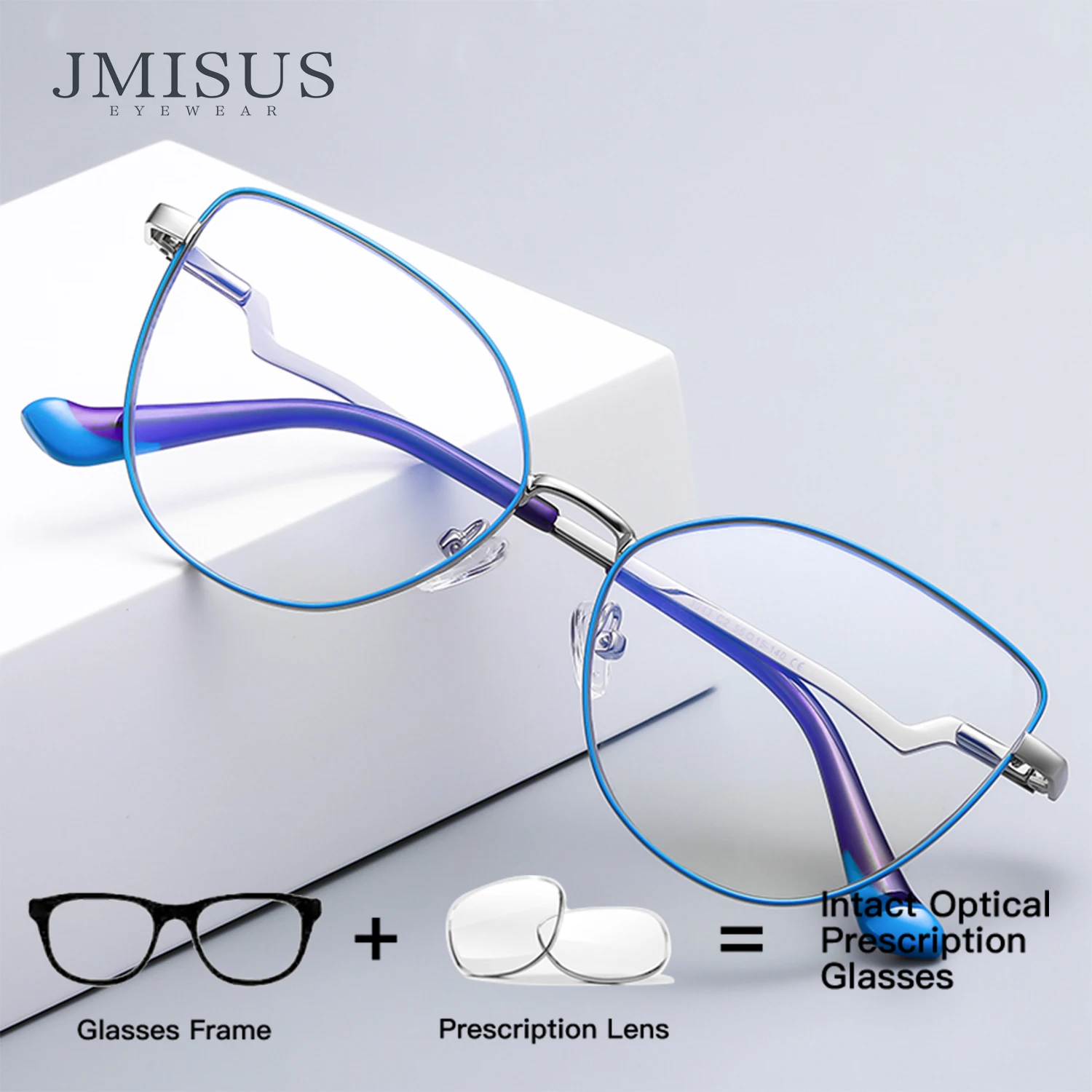 JMISUS Cat Eye Photochromic Anti Blue Light Blocking Reading Glasses for Women Myopia Hyperopia Prescription Optical Eyeglasses