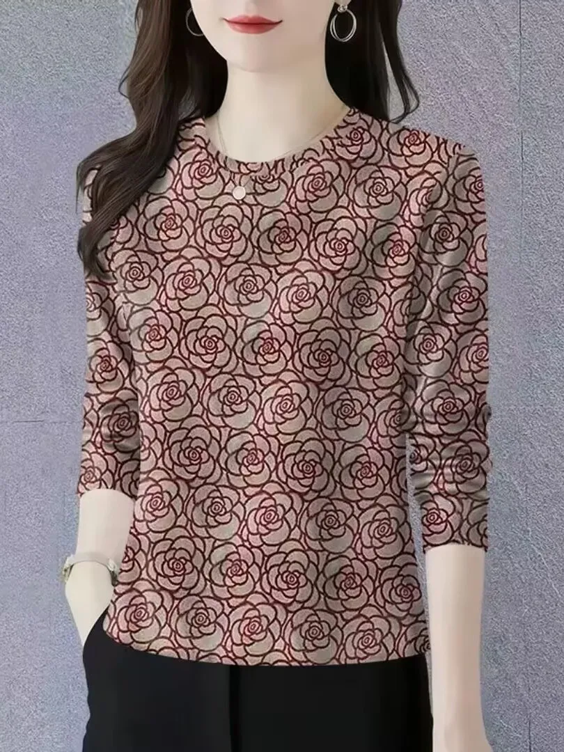 Faionable ronde Ne Long Sve Base irt dames nieuwe herfst 2025, mama Sle buik cover trendy T-shirt comfortabele pasvorm