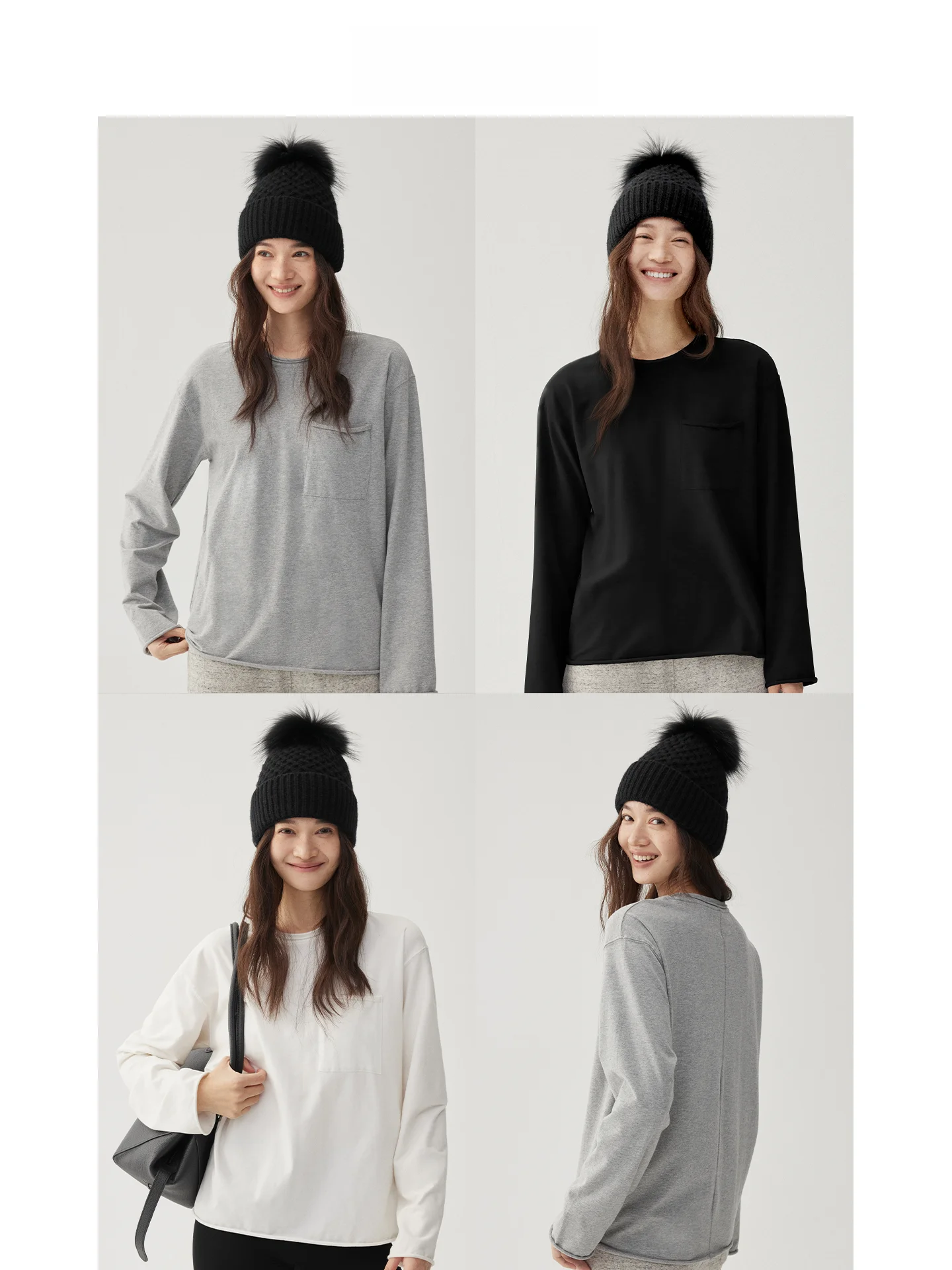 

Удобная хлопковая футболка с круглым вырезом Mincollection Lin Zhi Qing, свободного кроя, универсальная женская футболка с манжетами