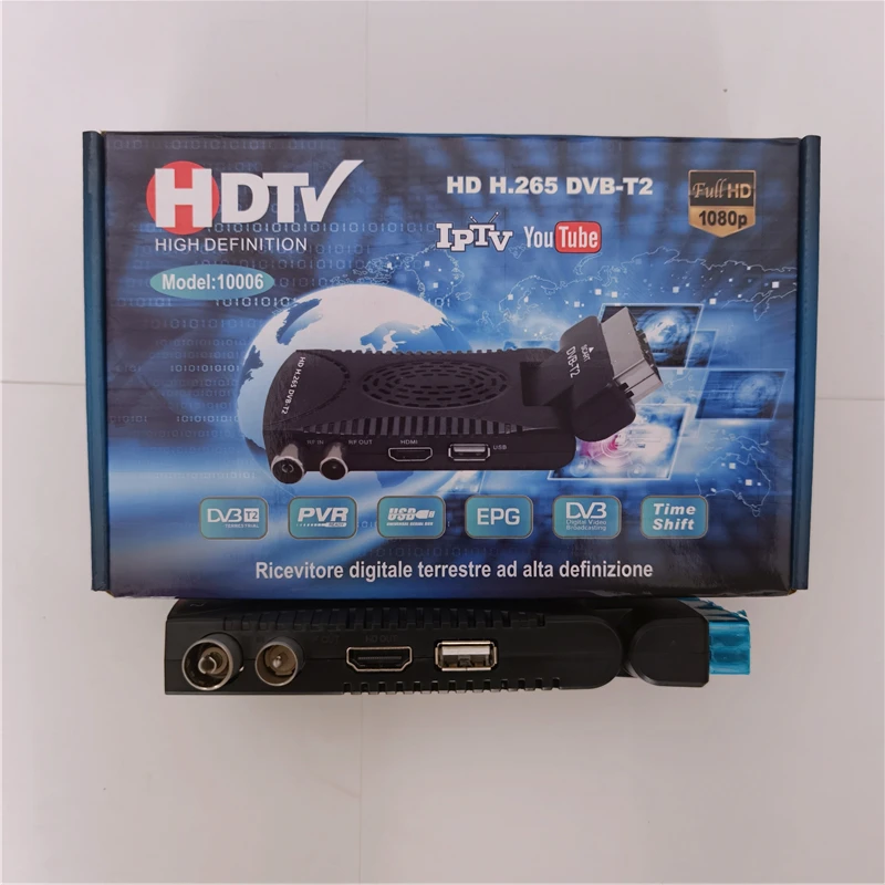 Spain H.265 HD Digital DVB-T2 TDT Europe Terrestrial TV Receiver HEVC 265 DVB-T2 H.265 Decoder EPG Set Top Box Scart Interface