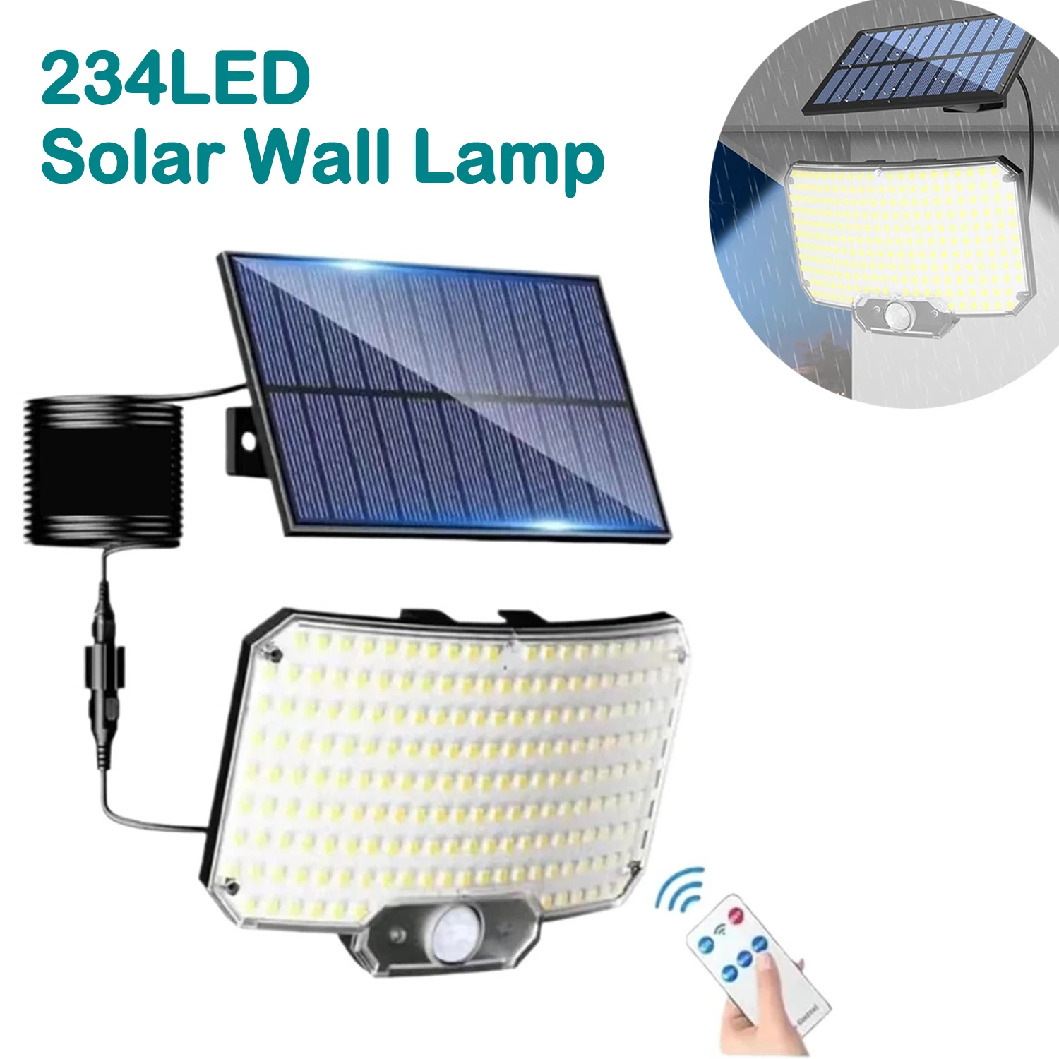 

Outdoor Solar Lights 234LEDS Solar Security Lights Motion Sensor 3 Modes Waterproof Split Solar Flood Garden Garage Wall Lights