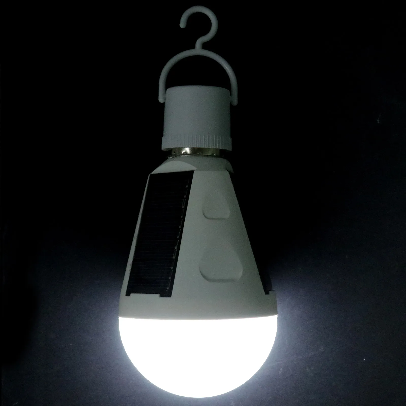 2Pcs Solar LED Emergency Lamp E27 Base with Hook for Easy Hanging 4- Outdoor Camping Home Powered