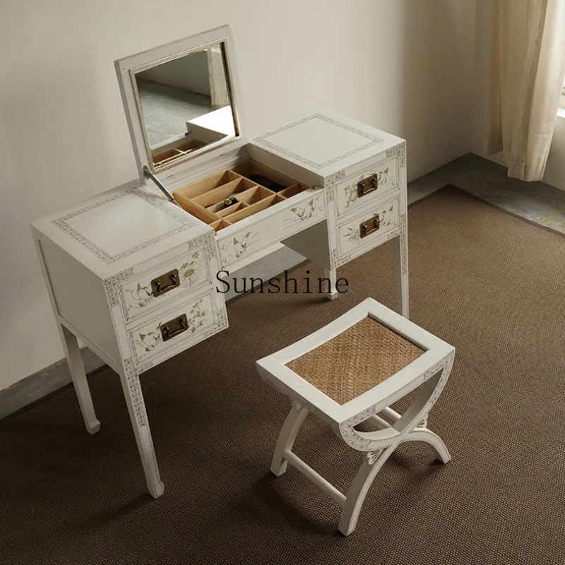 

Dresser storage cabinet integrated solid wood bedroom makeup table Chinese multi-function
