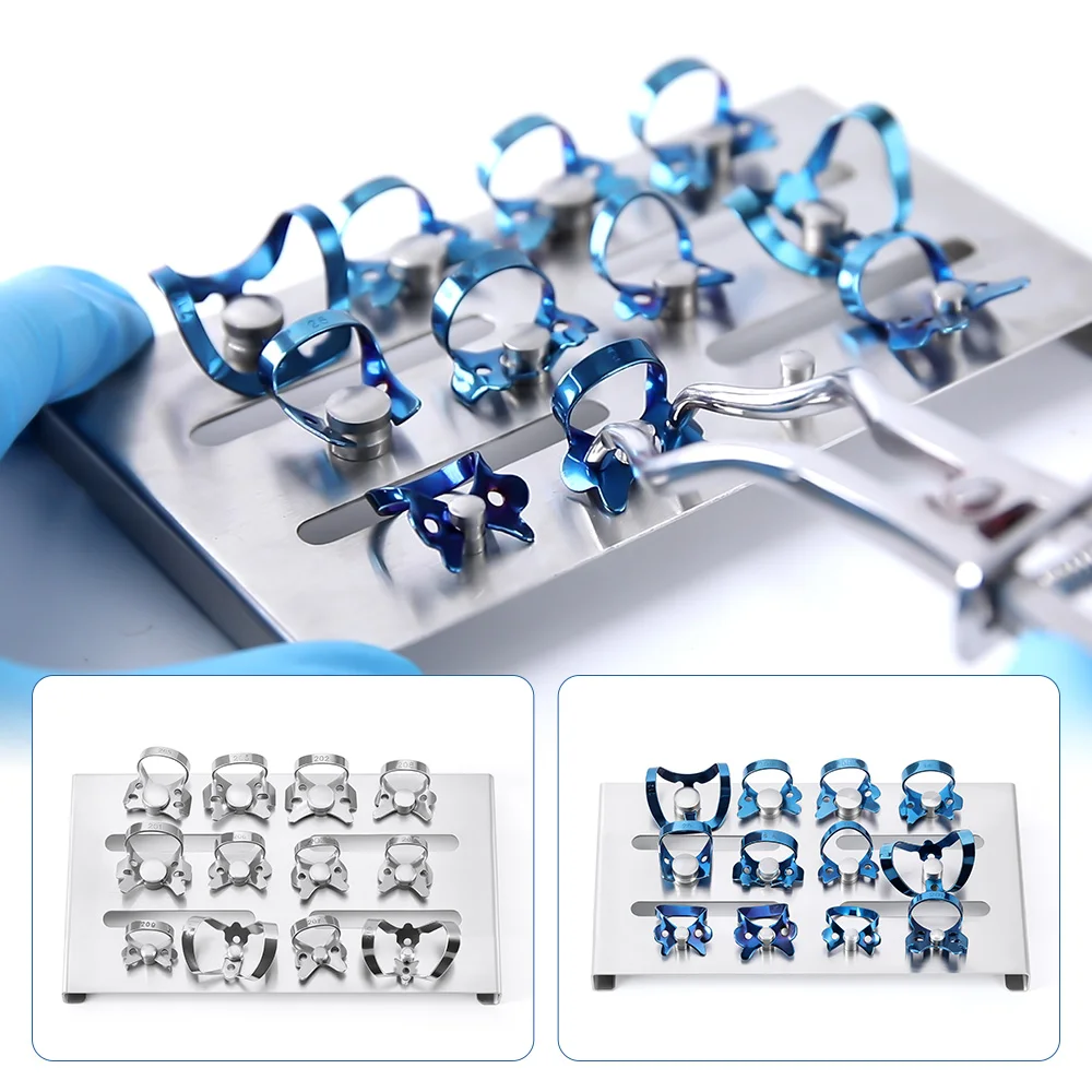 1 قطعة AZDENT الأسنان الفولاذ المقاوم للصدأ المطاط السد المشابك وضع المعدات العناية بالفم التصالحية حامل صينية أدوات المختبر طب الأسنان #6