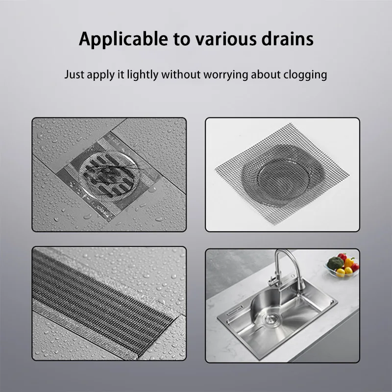 5~100m Cutable Shower Drain Hair Catcher Self-Adhesive Floor Drain Stickers Disposable Mesh Sink Strainer Filter For Bathroom