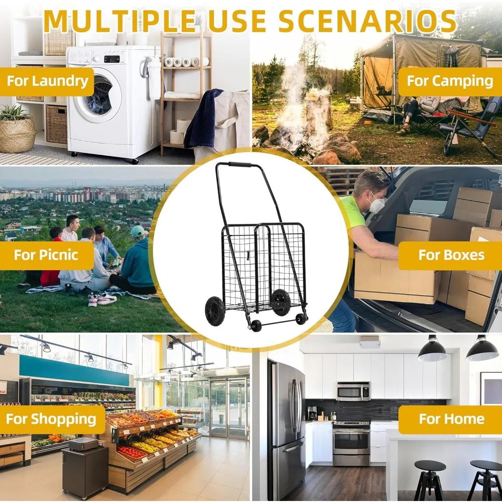 Carro de compras plegable con ruedas para personas mayores - Carro de comestibles plegable portátil para ir de compras