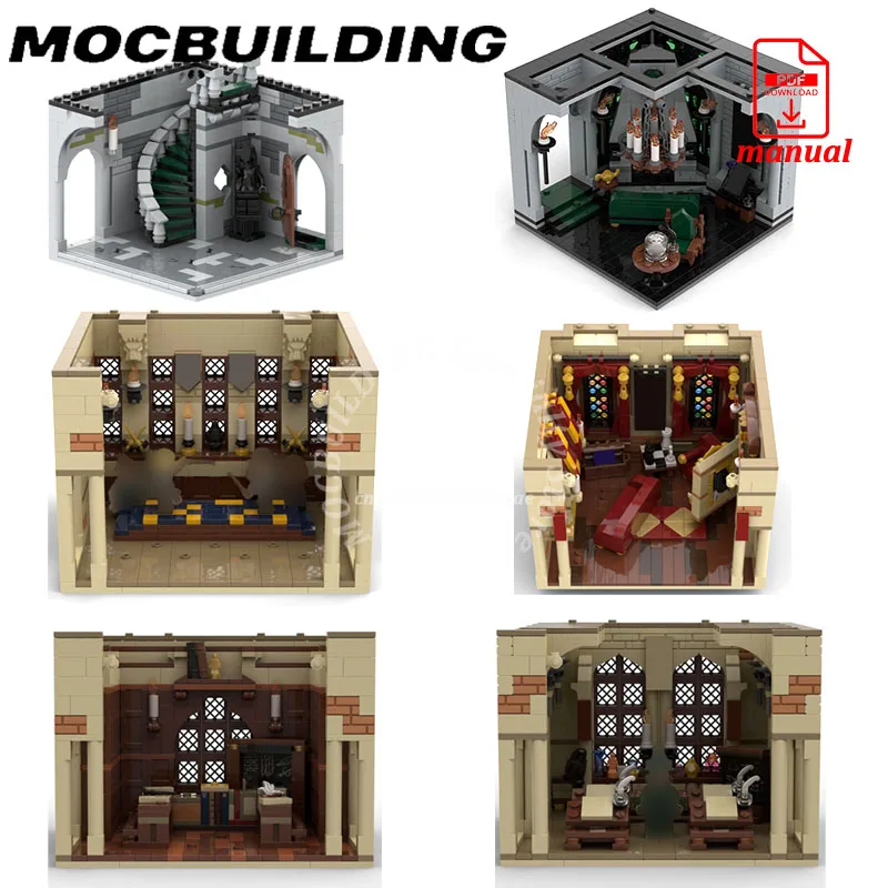 Creative School Classroom MOC Common Room Building Block Staircase Access Assemble Bricks Toys MOC-76382