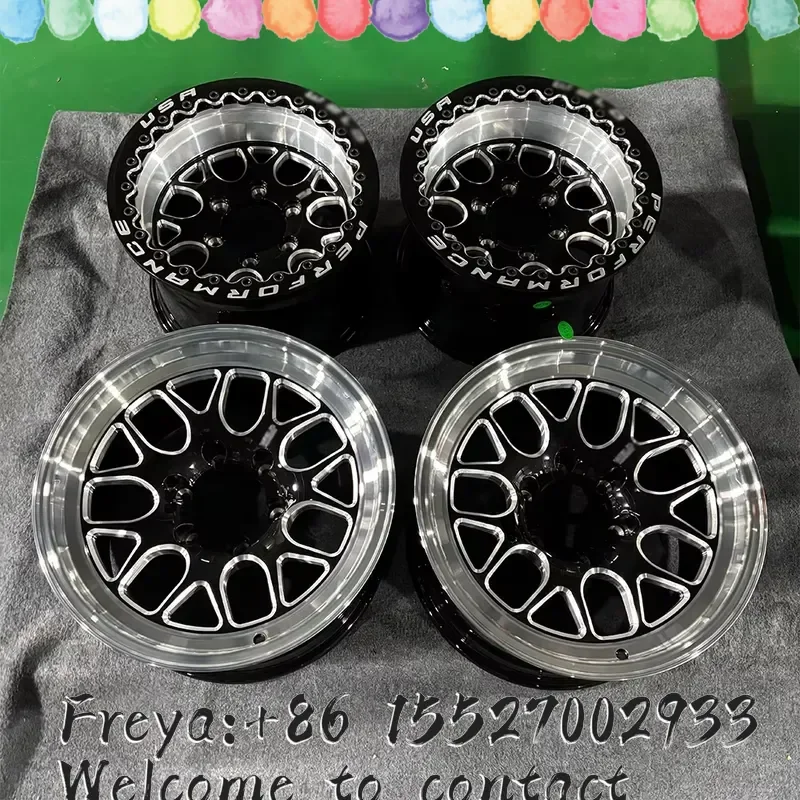 17x10 15x10 6x139.7 6x135 Forged Drag Truck Wheels Gloss Black Milled Rear Beadlock for F250 Silverado Sierra S77 HD Truck