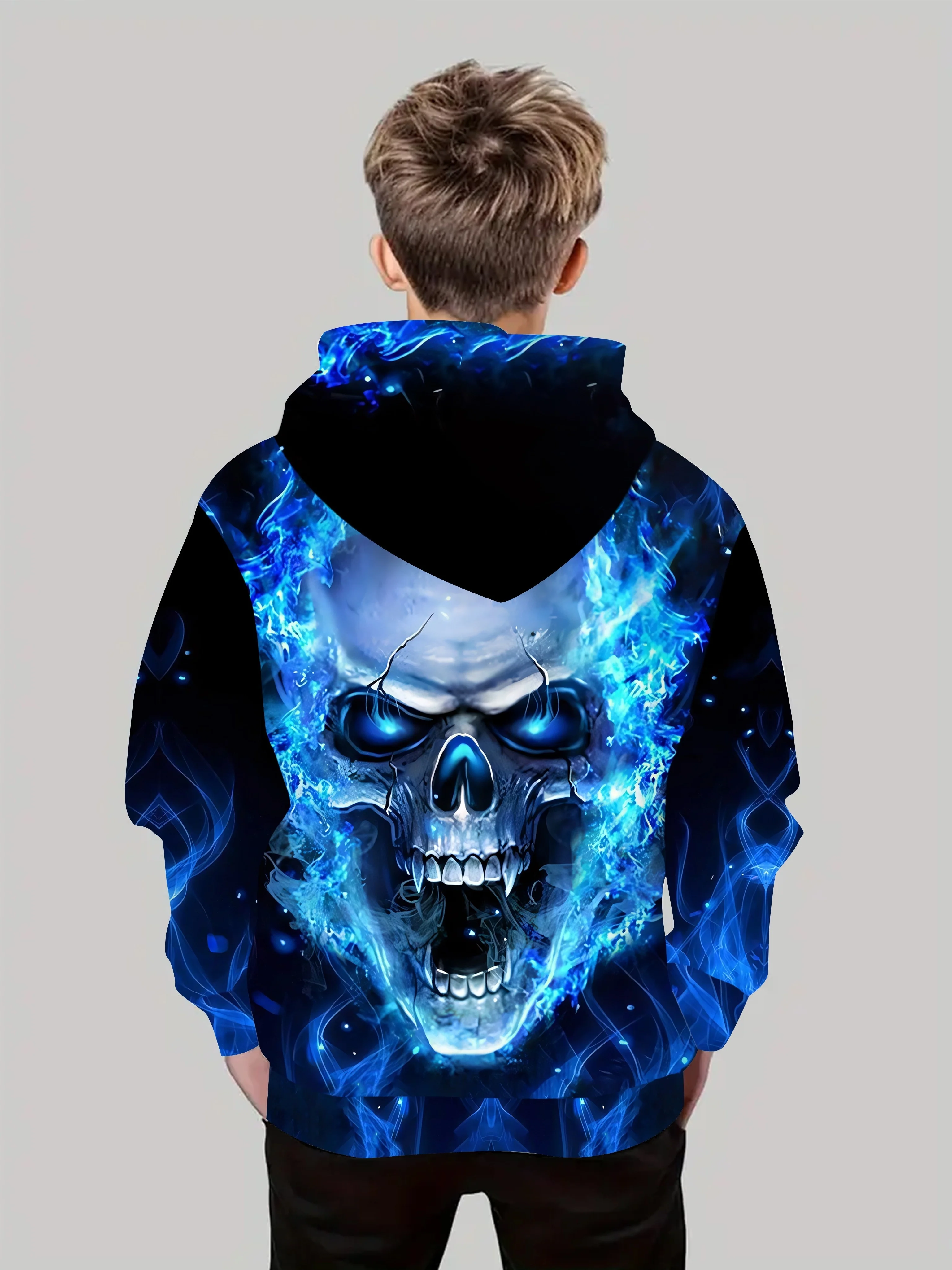 Kinder Kleidung Jungen Hoodies Langarm 3D Flamme drucken Kinder Frühling Herbst Kleidung lässig stilvolle Jungen Mädchen Kleidung Pullover Tops – Detail 6