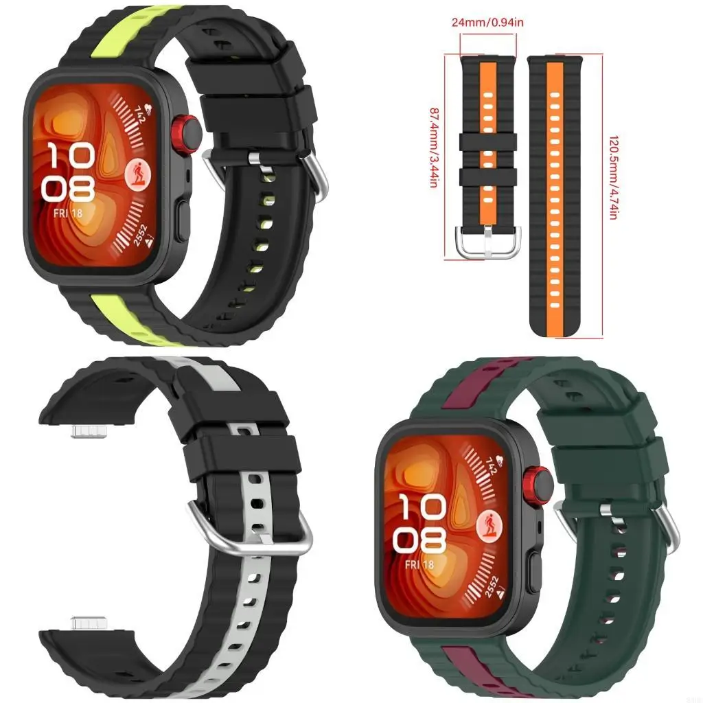 

Вертикальные полосы двойной тональный силиконовый замена полоса подходит для часов 3/4 спортивных часов. Регулируемые ремни для