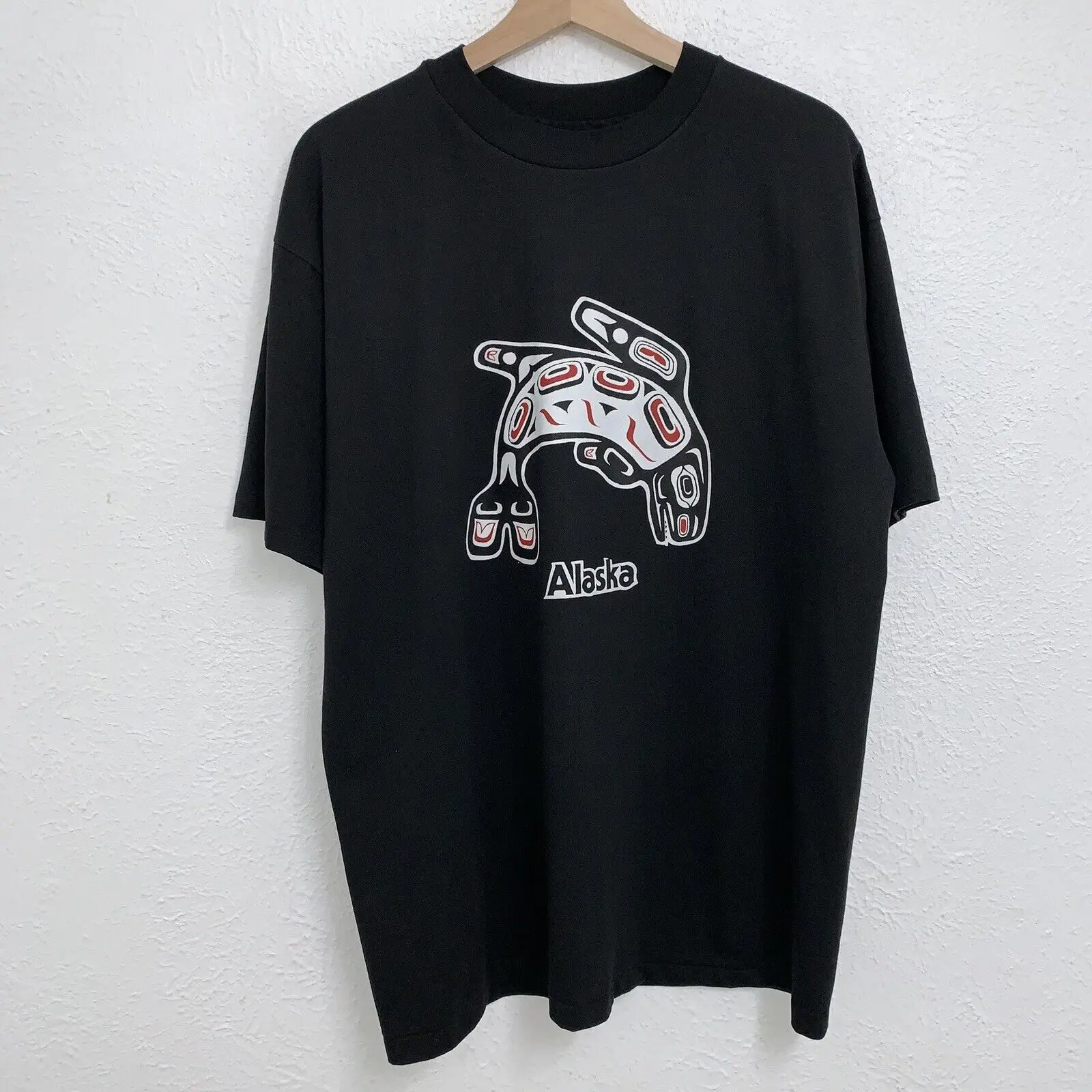 Vintage Alaska The Orca Pacific Northwest Tee Black T-Shirt USA Made Sz XL