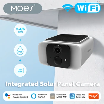Inteligentna kamera solarna Tuya Smart WiFi z podwójnym pasem częstotliwości 2.4GHz 5GHz, wodoodporna IP65, kompatybilna z Alexa i Google Home, monitoring przez aplikację.