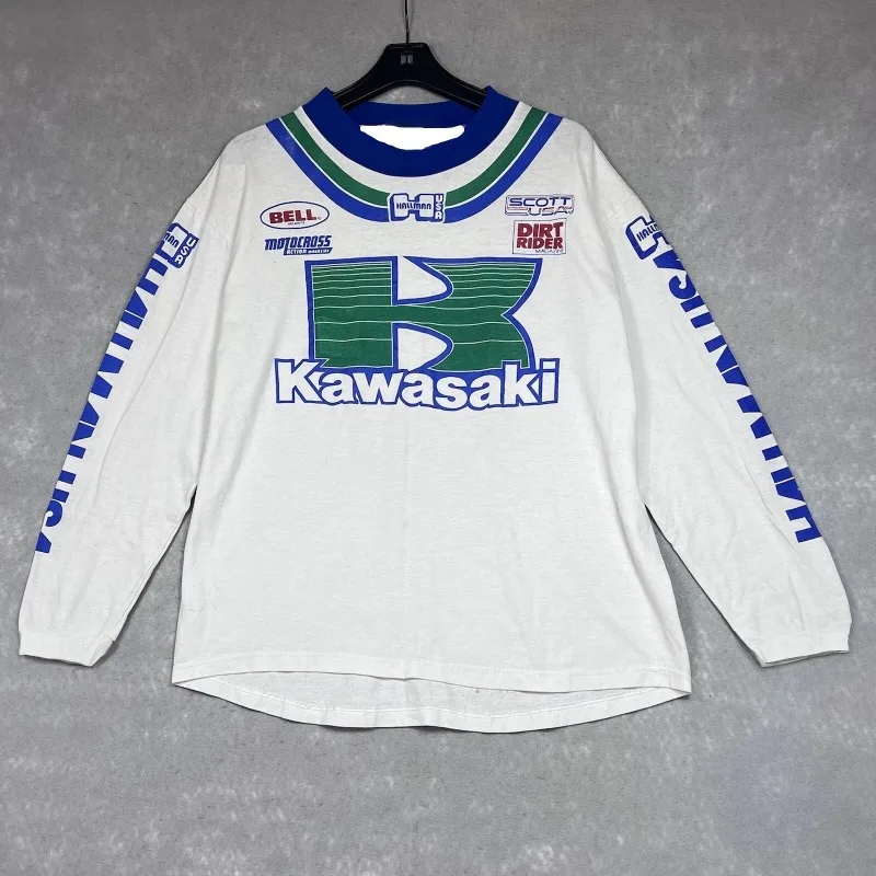 

Retro Kawasaki Off-road Motorcycle Shirt Racing Suit for Men and Women AHRMA MX KX BMX 80s 90s