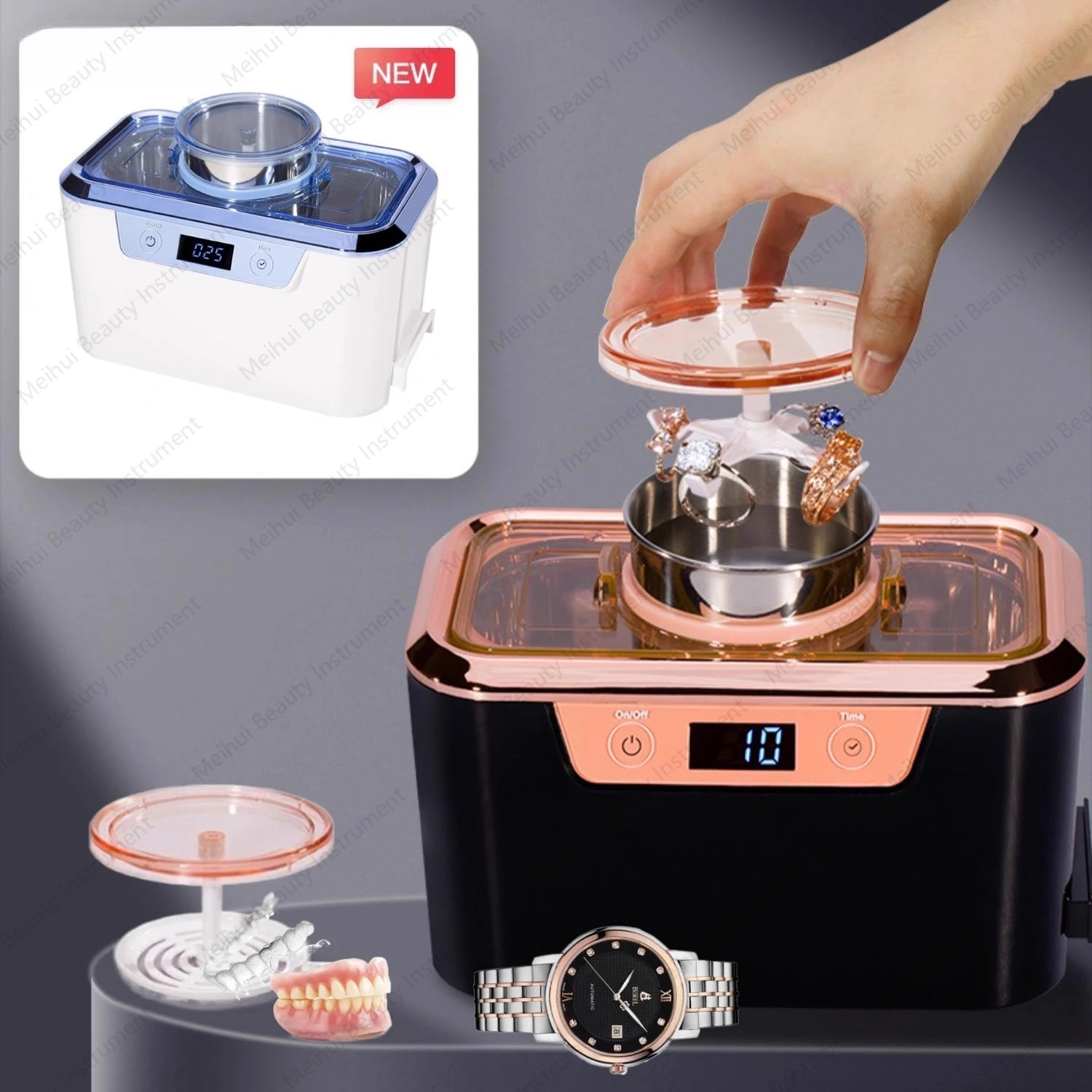 60W Industrial Ultrasonic Cleaner 310 Glasses Jewelry Watch Razor Dentures Braces