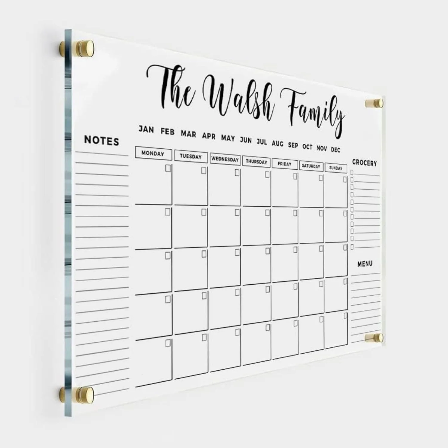 CALENDAR Personalized Acrylic Wall Calendar - Personalized Calendar 2025, Horizontal Wall Calendar,