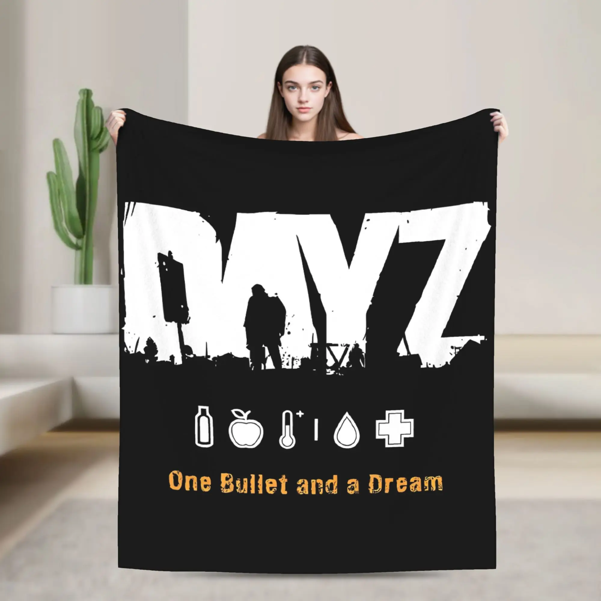 DayZ One Bullet and a Dream Blanket Shotting Game Super Warm Graphic Plush Throw Blanket For Bedroom Flannel Bedspread Bed Cover