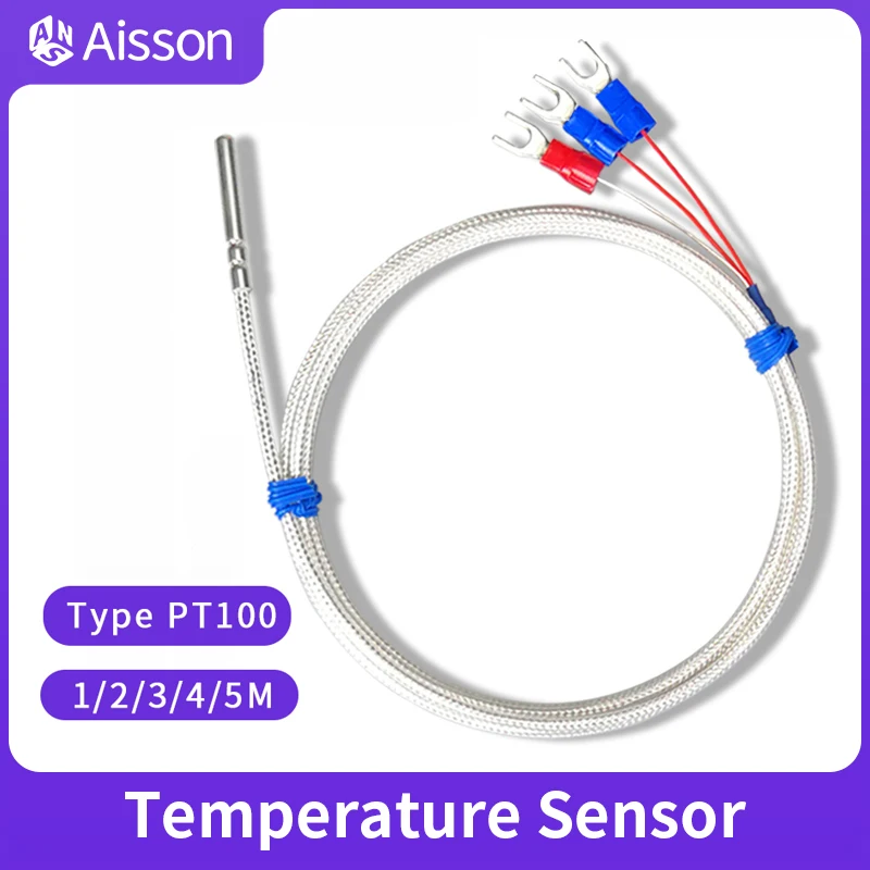 4mm * 30mm PT100 Sıcaklık Sensörü Paslanmaz Çelik Termokupl 1/2/3/4/5M Kablo Algılama Yüksek Sıcaklık Su Geçirmez