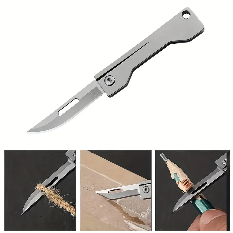 Mini Titanium Alloy Folding Knife EDC Sharp Small Knife Pocket Key Pendant Gift Knife Outdoor Fruit Knife Unboxing Knife