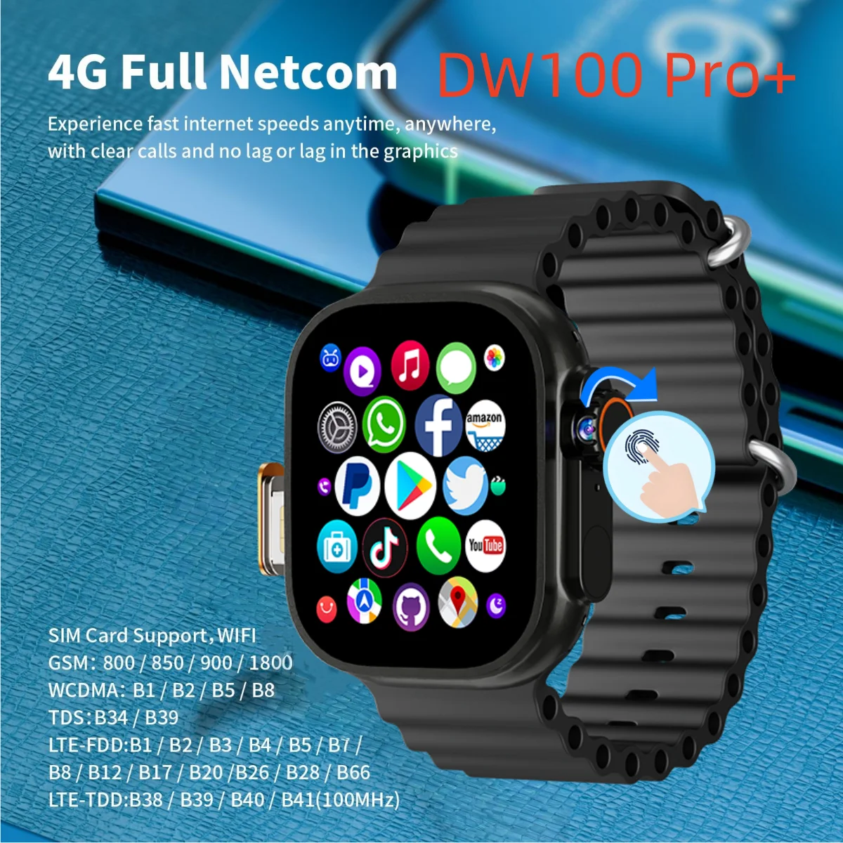 

New Arrival DW100 Pro+ 2.29inch Amoled 5G Smartwatch With Rotary Camera GPS WIFI Fingerprint recognition NFC COmpass App Store