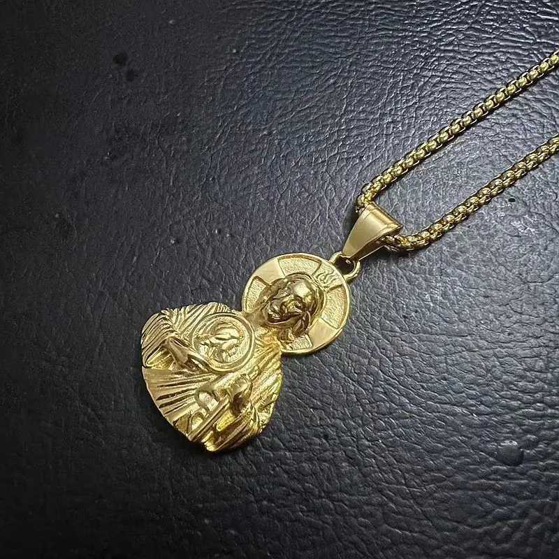 316 stainless steel gold plated Saint Jude bust pendant for men