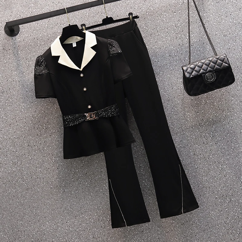 2022 New Spring Summer Elegant Office Trousers Suit Blazer Coat Top And Pant Two Piece Set For Women Fashion Matching Outfit