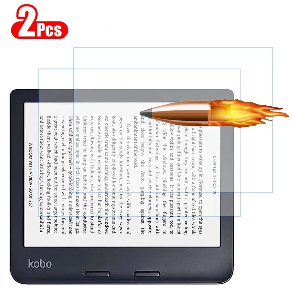 2PCS Tempered Glass Screen Protector For Kobo Libra H2O Kobo Libra 2 7.0 Inch Clara 2E Kobo Nia Glo HD 6'' Protective Film