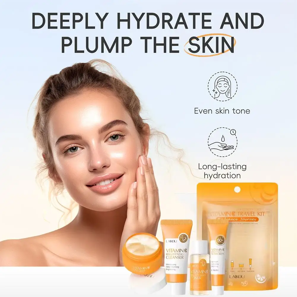 4 قطعة/المجموعة فيتامين C مجموعة العناية بالبشرة كريم تبييض الظلام بقع الوجه تنظيف ترطيب العين تفتيح دائرة أطقم Se Q2S0