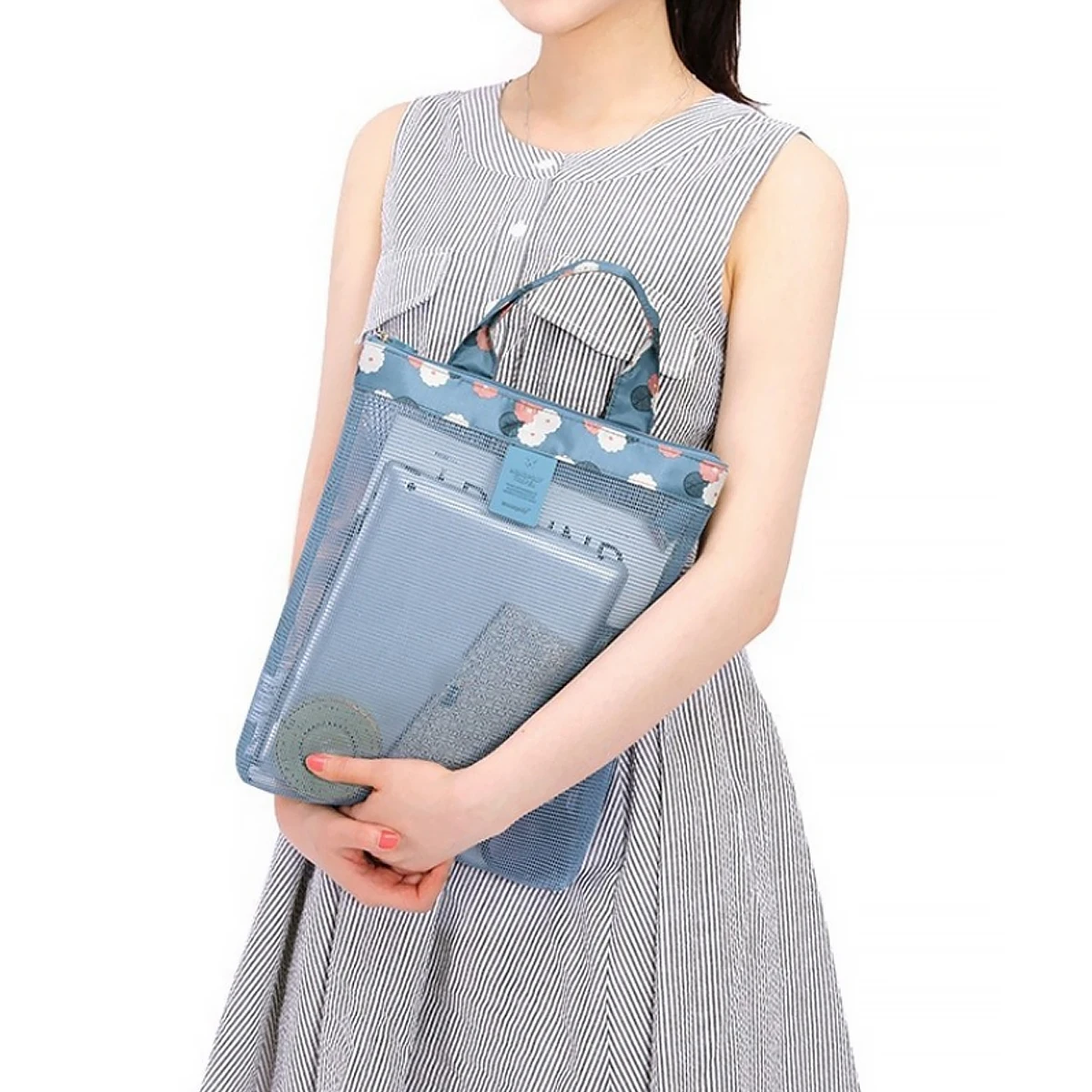 

2Pcs Swimsuit Storage Beach Bag Mesh Tote Large Capacity Lightweight Portable Sand Free Beach Pool Travel Outdoor Use
