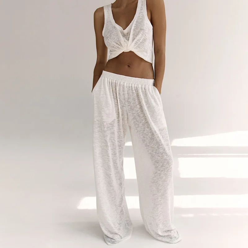 

2026 spring and summer new lazy comfortable casual loose, suspender trousers two-piece women's loungewear