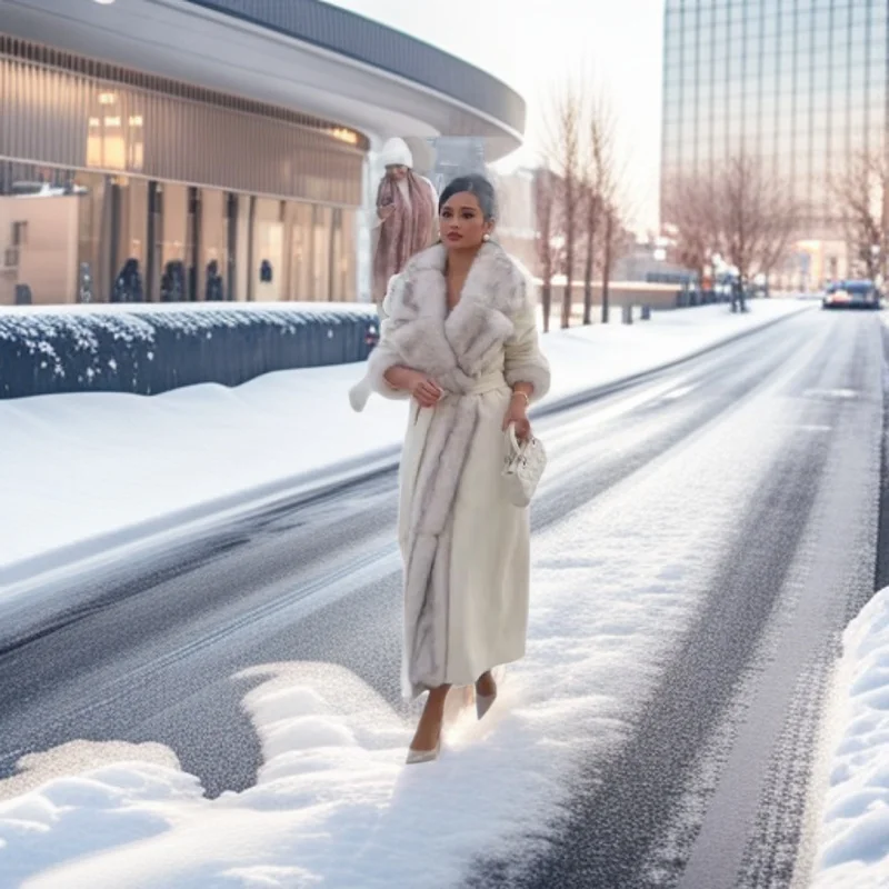 

Элегантное осенне-зимнее длинное шерстяное пальто с меховой отделкой и поясом на талии, стильная верхняя одежда для женщин, утепленное пальто с длинными рукавами