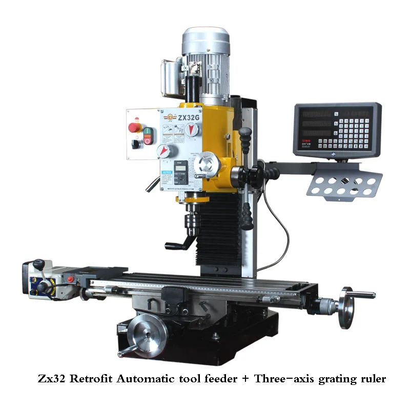 ZX32G Bench Drilling and Milling Machine Metal Processing Drilling and Milling Machine Industrial Three-axis Grating Ruler