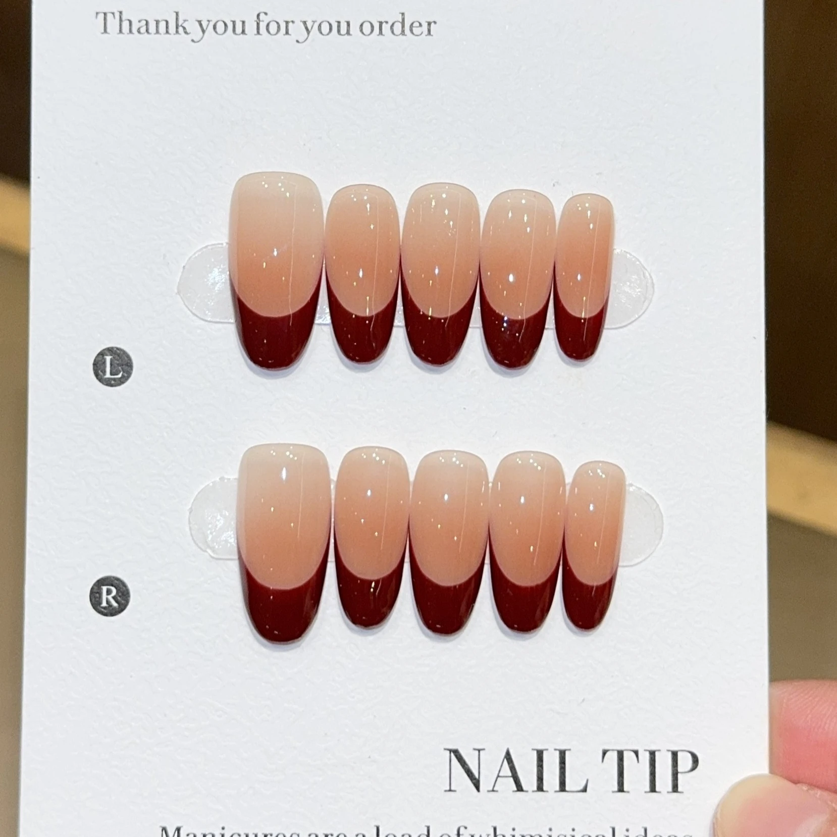 

10Pcs Red French Oval Handmade Press on Nails Simple Fake Nails Pure False Nails 네일팁 Накладные Ногти Uñas Postizas Mujer ネイルチップ